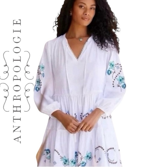 Anthropologie SEAFOLLY Tiered Embroidered Dress Size S/M‎ NWT